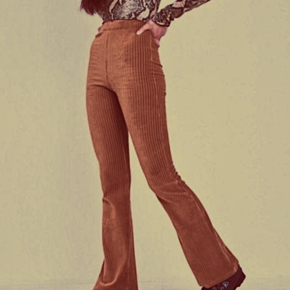urban outfitters rust corduroy velvet flare pant